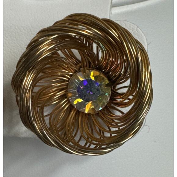 Vintage Stamped SAC Earrings Clip On wire with gemstone in the middle - Picture 15 of 15